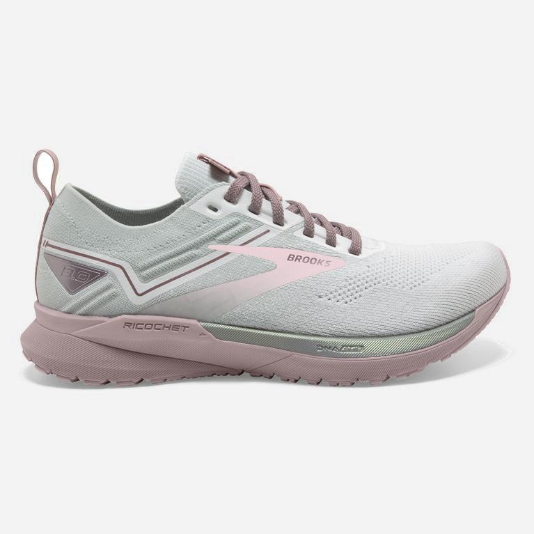 Tenis Brooks Ricochet 3 Lightweight - Zapatillas Para Correr En Asfalto Mujer - Blancas / Rosas Rosa